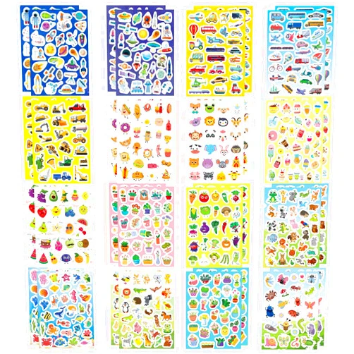 DUJAA 32 Sheets Stickers for Kids, 850 PCS + Cute Stickers Variety Pack for Kids, 16 Different Theme with Sea, Animal, Food, Dessert, Space, Fruit, Flowers, Cars and More