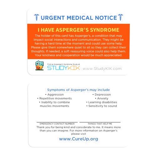 StudyKIK Asperger's Syndrome Assistance Card 3 pcs