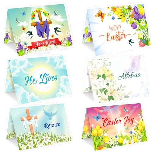 gisgfim Easter Greeting Cards with Scripture - Includes 24 Cards & Envelopes & Sealing Stickers, Religious He is Risen Easter Note Cards with Inspiring Bible Messages for Christians and Catholics