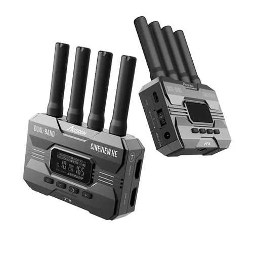 ACCSOON CineView HE Wireless Video Transmission System Transmitter&Receiver 2.4+5Ghz HDMI in&Loop-Out, UVC Out for Live Streaming 1080p 60fps 0.06s Latency 1200ft Range up to 4 Devices Monitoring