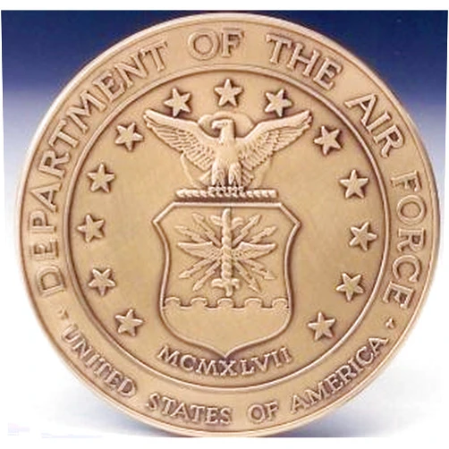 SpartaCraft United States Air Force Official Logo Authorized Military Insignia Solid Brass Attachable Medallion.