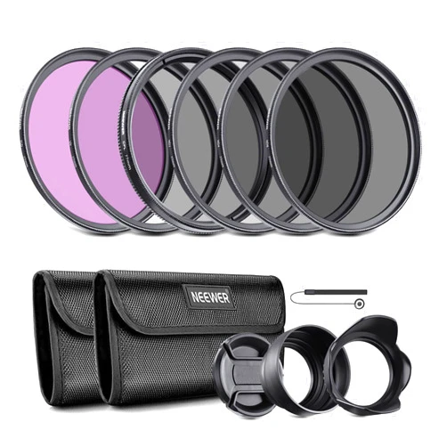 NEEWER 77mm ND Lens Filter Kit: UV, CPL, FLD, ND2, ND4, ND8, Lens Hood and Lens Cap Compatible with Canon Nikon Sony Panasonic DSLR Cameras with 77mm Lens