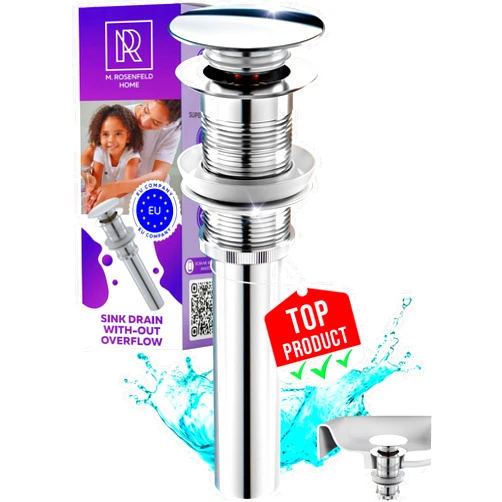 M. ROSENFELD HOME Chrome Bathroom Sink Drain Without Overflow - 1.6