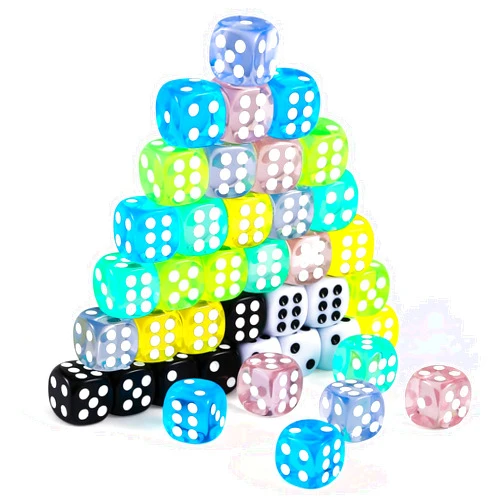 GWHOLE Transparent Game Dice Set 14mm Bar Gaming Dice 6 Sided Dice for Board School Teaching Project 40pcs