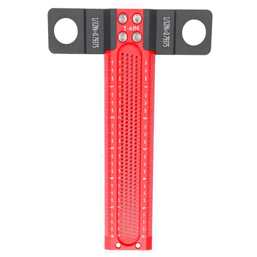 Buachois Hole Marking T Ruler,Precision T Shaped Hole Measuring Ruler,Aluminum Alloy Positioning Crossed Gauge Woodworking Scriber,Woodworking Scribing Tools (6inch)