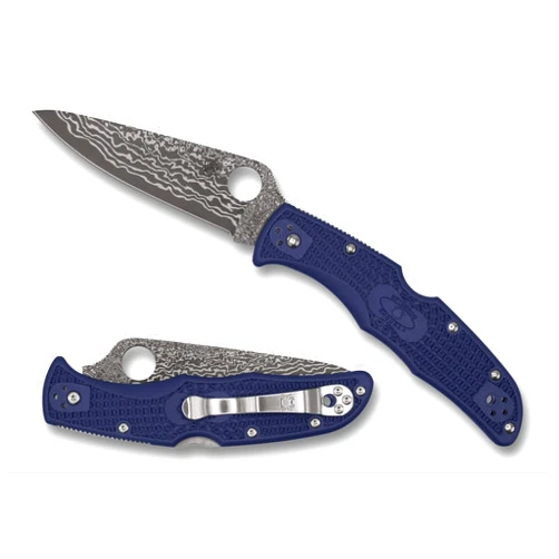 Spyderco C10FPNBD Endura KnifeJoy Exclusive KJ Steel Blue FRN Damascus Knife