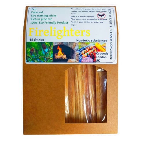 Kcgoods FATWOOD TINDER FIRELIGHTING STICKS BUSHCRAFT SURVIVAL BBQ CAMPING 15 STICKS