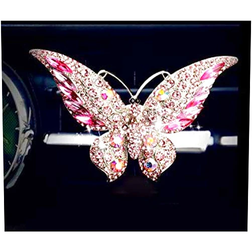 Bestbling Bling Crystal Car Fragrance Butterfly Car Diffuser Air Freshener with Vent Clip (Pink)