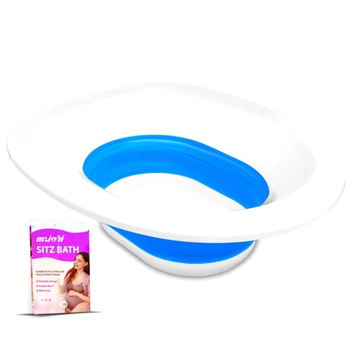 Msiori Sitz Bath for Hemorrhoids, Sitz Bath for Postpartum Care - Suitable for Pregnant Women and Perineal Care, Sits Bath Kit for Women - Collapsible Storage, Wide Seat