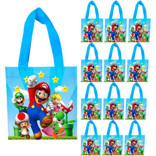 YOPENMOUNE 20 Pcs Mario Favor Bags, Treat Candy Goodie Gift Non-woven Bags Reusable for Super Bros Birthday Party Supplies Baby Shower Super Bros Theme Party Decorations