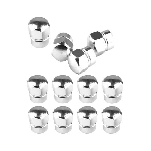 AICEL 12Pcs Car Tire Valve Stem Caps, Aluminum Alloy Heavy Duty Stem Covers in Hexagon Shape, Dust Proof Corrosion Resistant Tire Valve Cap Set, Car Exterior Accessories for Motorcycles Bikes (Silver)