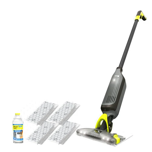 Shark VACMOP Cordless Hard Floor Cleaner, Vacuum and Spray Mop, Powerful Suction, Lightweight, LED Headlights, Includes 4 Disposable Pads, 12oz Multi-Surface Cleaning Solution, Gray, VM252