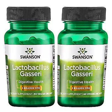 Swanson Lactobacillus Gasseri 3 Billion CFU Digestive Health Fat Metabolism Satiety Probiotic Supplement 60 Veggie Capsules (Acid-Resistant Designed-Release) (2 Pack)
