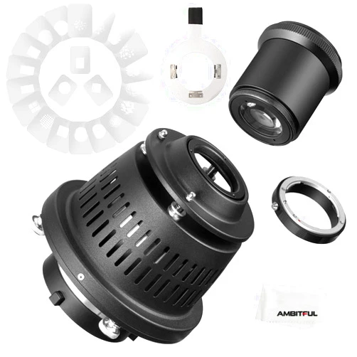AMBITFUL AL-16 PRO Bowens Mount Split Focalize Conical Snoot Optical Condenser Art Special Effects Shaped Beam Light Cylinder with for Nikon AI Lens Adapter