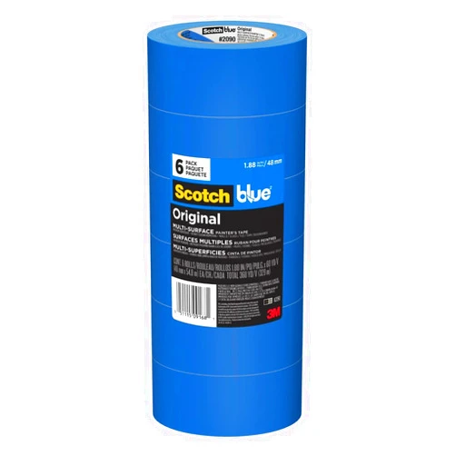 ScotchBlue Original Multi-Surface Painters Tape, 2 Inch Wide (1.88 In. x 60 Yds), 6 Rolls Blue Paint Tape Protects Surfaces & Removes Easily, Masking Tape for Indoor and Outdoor Use (2090-48TP6)