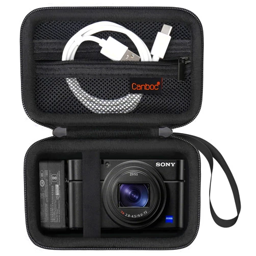 Canboc Carrying Case for Sony RX100 VII/ RX100 VI/ RX100 V/ RX100 IV/ RX100 III Compact Digital Camera, Point and Shoot Vlogging Camera Bag, Zipper Mesh Pocket fits USB Cable, Batteries, Black
