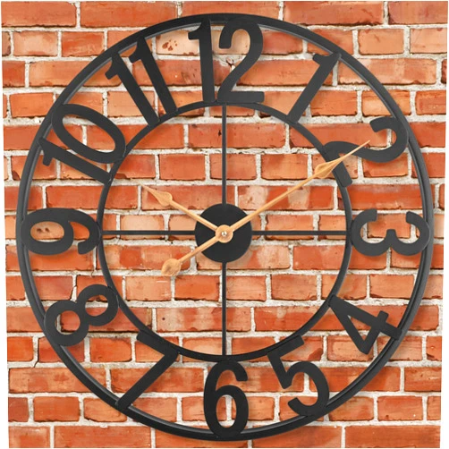 SkyNature 30 Inch Large Outdoor Clock, Silent Non-Ticking Wall Clocks Battery Operated, Retro Vintage Round Metal Indoor Outdoor Wall Clock for Patio, Pool, Garden, Living Room, Kitchen, Home Decor - Black