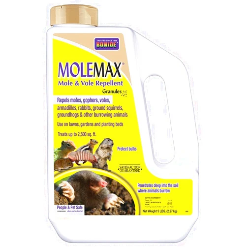 Bonide MOLEMAX Mole & Vole Repellent Granules, 5 lbs. Ready-to-Use, Outdoor Lawn & Garden Mole Control, People & Pet Safe