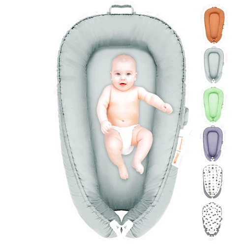 YTUGNE Baby Lounger, 100% Cotton Newborn Lounger for 0-24 Months, Co Sleeping Breathable & Soft Baby Nest, Infant Lounger Baby Floor Seat, Portable Lightweight Lounger Newborn Babies Essentials(Light Gray)
