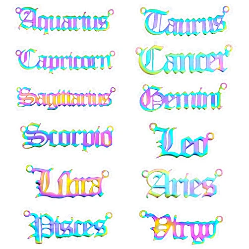 BEEFLYING Twelve Constellation Word Message Charms Connectors Zodiac Signs Flatback Pendants Epoxy Resin Supplies Filling Charms Links for Jewellery Making Crafts Supplies