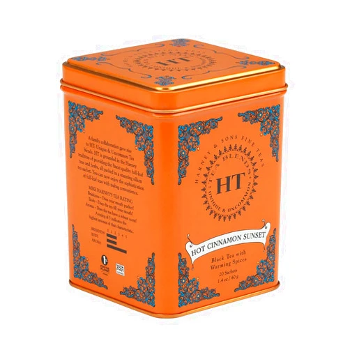 Harney & Sons Caffeinated Hot Cinnamon Sunset Black Tea with Orange and Cloves Tin 20 Sachets (Pack of 1)