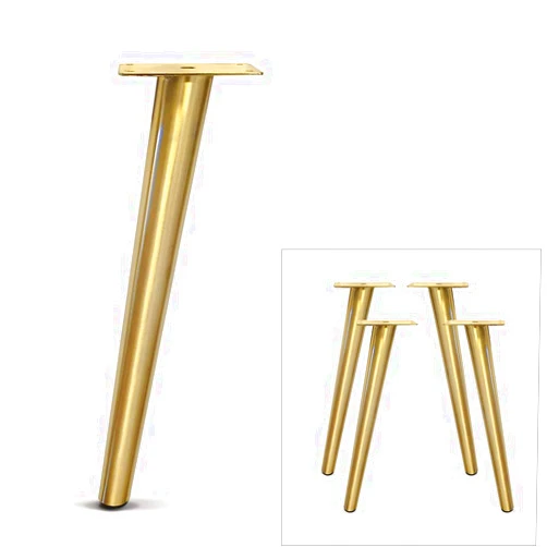AKB Hardware Slant Furniture Metal Legs - Set of 4 New, Plated (Brushed Brass 16