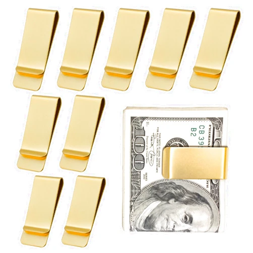 Philbinden 10Pcs Stainless Steel Money Clip Silver Slim Cash Clip for Men, Metal Money Clips Minimalist Pocket Cash Wallet