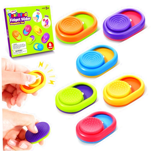 ZaxiDeel Sensory Fidget Magnetic Toys for Kids: Textured Fidget Sliders for Autism Claming - Anxiety Stress Relief Item Fun Small Fidgets Toys for Adult Office Desk - Travel Essential Classroom Must Have