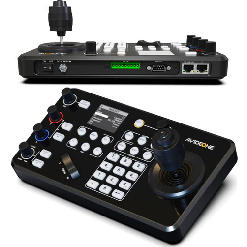 AVIDEONE PTZ Camera Controller, NDI Camera Controller Keyboard with 4D Joystick for Live Streaming, Onvif Visca Over IP RS422 RS485 RS232 Pelco-D/P Support