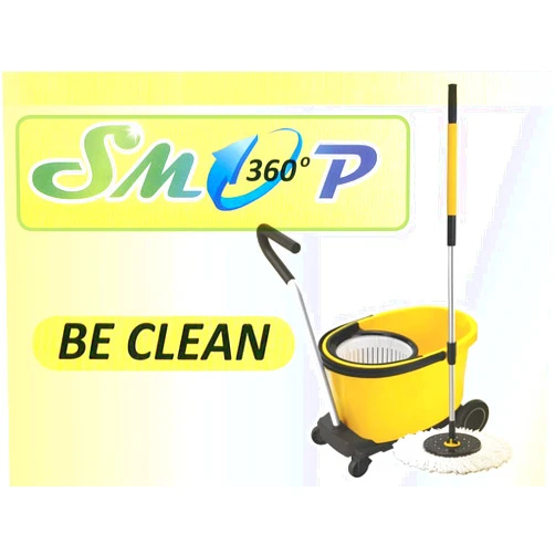Be Clean SMOP 360 Spin Mop Commercial, Microfiber, Bucket, Floor Cleaning System for Stores and Households, Cart with Wheels, Replacement Head