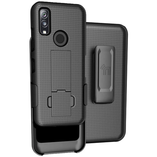 Nakedcellphone Combo Compatible with Verizon Kyocera DuraSport 5G UW (C6930) Case, Slim Kickstand Phone Cover with [Rotating/Ratchet] Belt Clip Holster Combination - Black