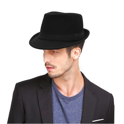 HKSICHENGKEJI Fedora Hat Men Felt Panama Jazz Hat Women Classic Manhattan Structured Trilby Hat Short Brim Vintage Fedora Hat Band