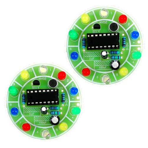 Eldraqth 2 Sets Solder Practice Kit CD4017 Electronic Lucky Wheel DIY Soldering Kits LED Light Circuit Board Fun Probability Game to Learn and Training