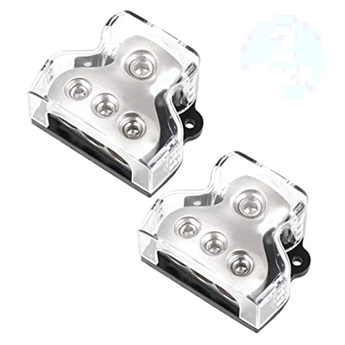 VonSom 3 Way Power Distribution Block, 1x 0 Gauge in / 3X 4 Gauge Out Amp Power Distribution Ground Distributor Connecting Block for Car Amplifier Audio Splitter 2 Pack