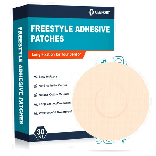 Ceeport 30 Pack Freestyle Adhesive Patches, Sensor Covers Intended for Freestyle Libre 2/3-Enlite-Medtronic Guardian, CGM Sensor Patches, No Glue in The Center, Long Fixation for Your Sensor(Tan)