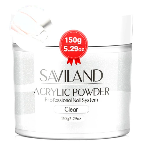 Saviland Clear Acrylic Powder 5.29OZ Large Capacity Acrylic Nail Powder Polymer Beginner Friendly Long Lasting No Need Nail Lamp Professional Acrylic Powder for French Manicure Nail Carving