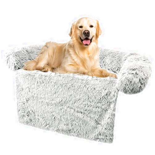 JMHUND Calming Dog Bed,Pet Couch Protector with Soft Neck Bolster,Plush Dog Sofa Mat for Furniture Protector with Removable Washable Cover
