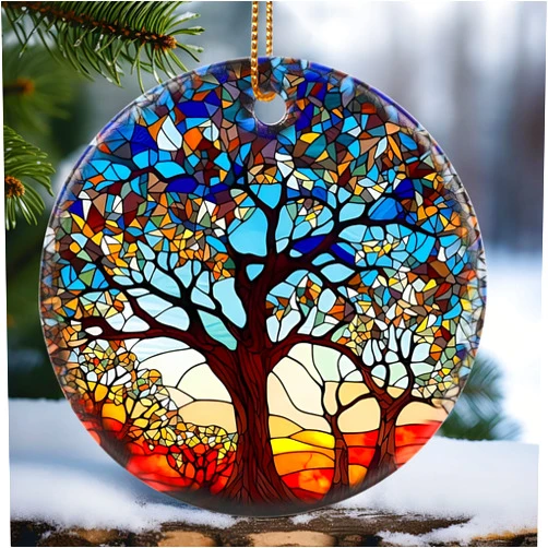 Touber Tree of Life 2023 Ornament, 2023 Christmas Decoration, Holiday Present Idea, Heirloom Keepsake, Round Ceramic, Bauble Present, Tree of Life