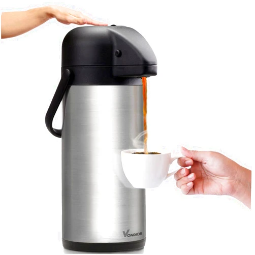 VONDIOR Airpot Coffee Dispenser with Pump - 102 oz Insulated Stainless Steel Coffee Carafe - Thermal Beverage Dispenser - Thermos Urn for Hot/Cold Water, Party Chocolate Drinks