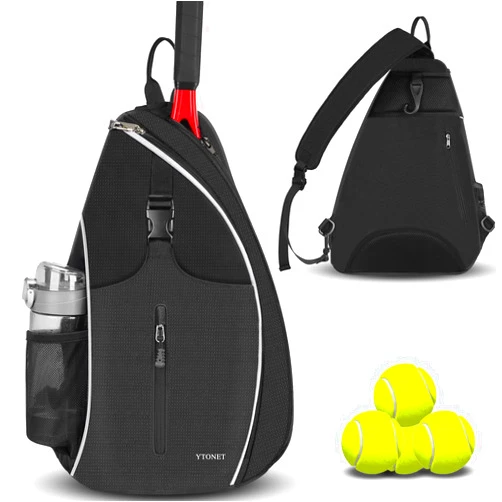 Ytonet Tennis Bag, Tennis Sling Backpack Crossbody Water Resistant for Men Women, Compatible for Pickleball Tennis Badminton Rackets