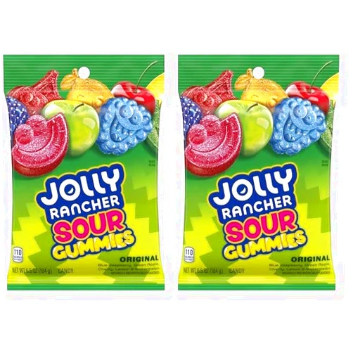 JOLLY RANCHER Gummies Sours Assorted Fruit Flavored Candy Bag, 6.5 oz (Pack of 2)
