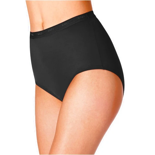 Bali Women`s Set of 6 Full-Cut-Fit Stretch Cotton Brief 7, Black