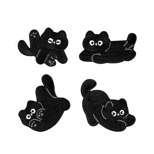Buer Homie Self-Adhesive Embroidered Patches,4 patterns（Cats）