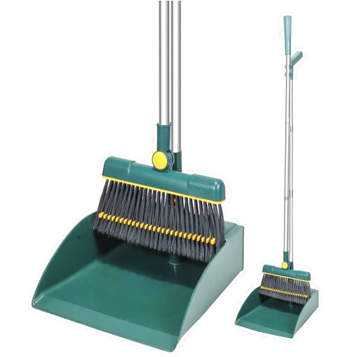 QIOJIRMU Broom with Dustpan Combo Set,180° Rotating Long Handle Broom and Dust Pan Set for Home Kitchen Office Indoor Outdoor Cleaning,Easy Storage.