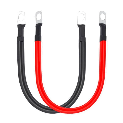 A ABIGAIL 2 AWG Battery Cable 2AWG Gauge Pure Copper Battery Inverter Cables with 3/8 in Lugs Both Ends Power Inverter Wire Set for Automotive Solar Marine Boat RV Car Motorcycle Red and Black (1FT)