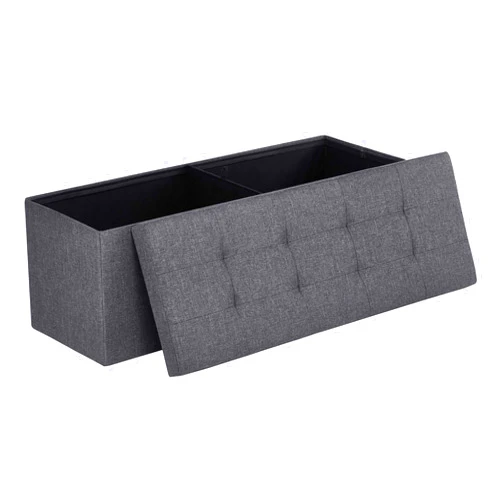 SONGMICS 43 Inches Folding Storage Ottoman Bench, Storage Chest, Foot Rest Stool, Bedroom Bench with Storage, Holds up to 660 lb, Dark Gray ULSF77K