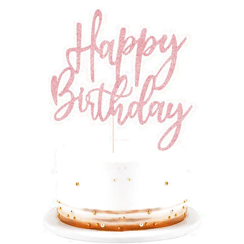 LVEUD glitter Happy Birthday Cake Topper, Happy Birthday Cake Decoration Suitable For Party Decoration For Anniversary/Birthday (rose gold)