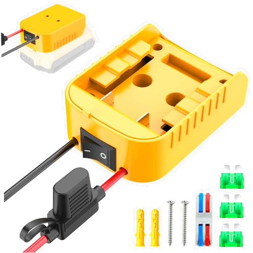 Kzreect Power Wheels Adapter for Dewalt 20V Battery, Power Wheels Battery Converter Kit with Switch & Fuse & Wire Terminals & 12 AWG Wire for DIY (1-Pack)