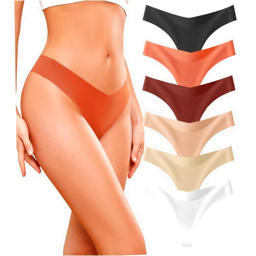 CVVOT Seamless Underwear For Womens Thongs 6 Pack No Show Sexy Thongs Seamless Stretch Breathable Invisible Women Panties