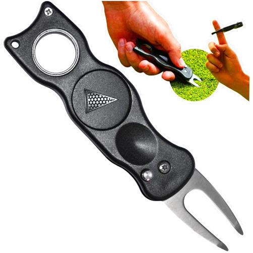 J. Tyler Golf Divot Repair Tool - 6-in-1 Switchblade Golf Tool with Fidget Spinner for Stress Relief, Ergonomic & Durable, Ball Markers Included – Relax, Refocus, Play Your Best – Unique Golf Gift by Fidgix Pro
